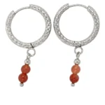 Aros Con Cuentas Y Piedra Natural