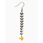 Joyería femenina: Pendientes largos de metal plateado con segmentos en forma de chevron