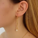 Aretes de Cadena Y Perlas Barrocas