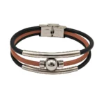 Pulsera de Cuero Bicolor con Abalorios de acero inoxidable