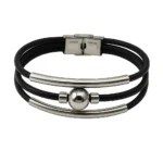 Pulsera de Cuero Bicolor con Abalorios