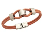 Brazalete Nudo Infinito en Cuero Y Acero Inoxidable