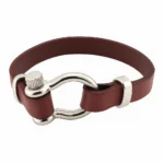Pulsera de Cuero con Cierre de Grillete De Acero Inoxidable