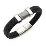 Brazalete de Cuero Trenzado con Cierre de Acero Inoxidable