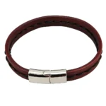 Pulsera de Cuero con Pespunte Negro de Cuero